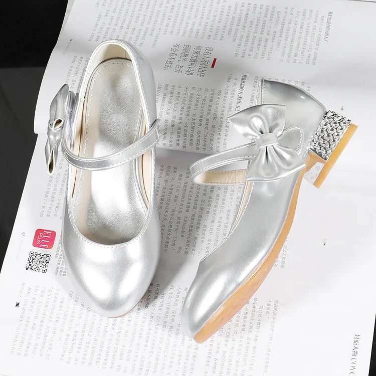 girl shoes - Girls Princess High Heels – White PU Leather Dress Shoes for Parties, Dance & Special Days