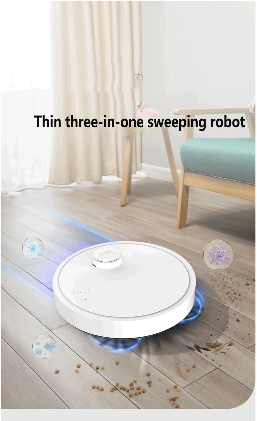 Donirt 3-in-1 Slim Robot Vacuum Cleaner – Smart Wireless Sweeping, Wet & Dry Mopping (Ultra-Thin Design)\ Living Room Decor – Wall Art, Curtains, Clocks, Furniture & More\