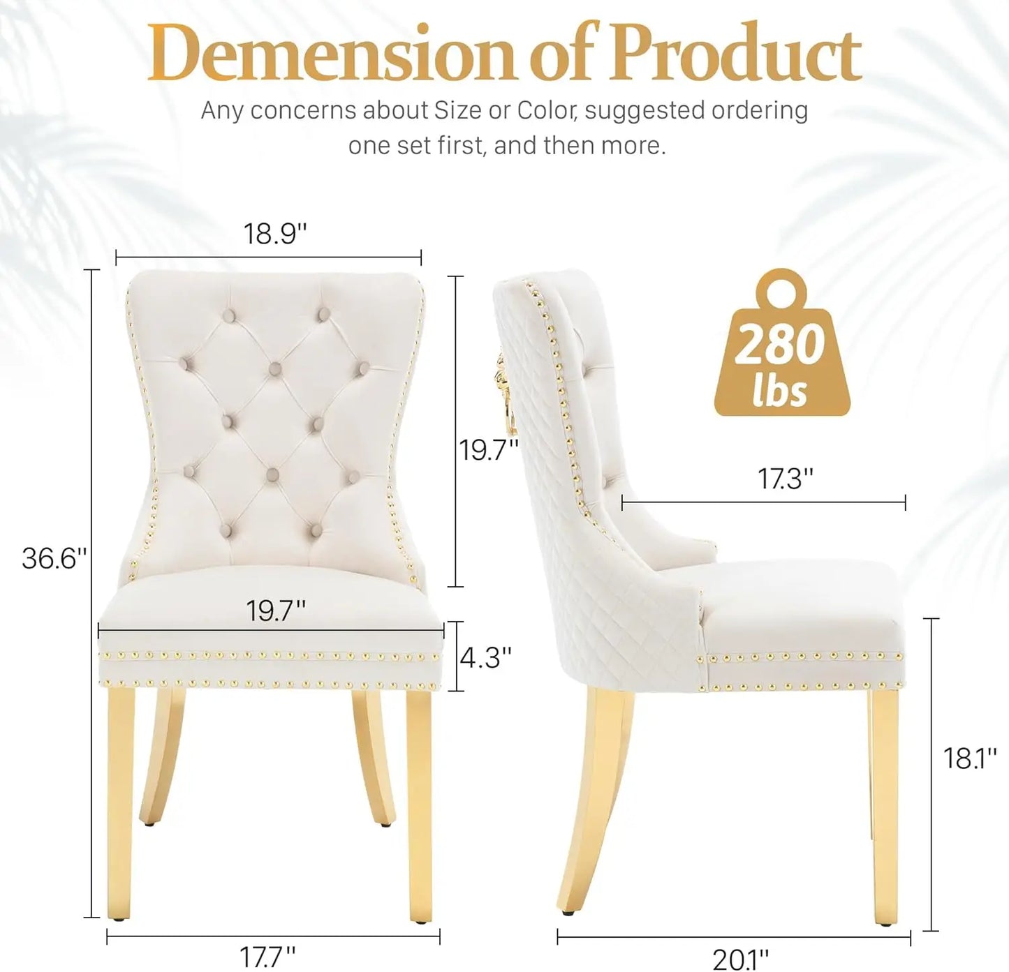 Luxury Velvet Dining Chairs (Set of 2) – High Back with Nailhead Trim & Lion Head Ring Pull\ Living Room Decor – Wall Art, Curtains, Clocks, Furniture & More