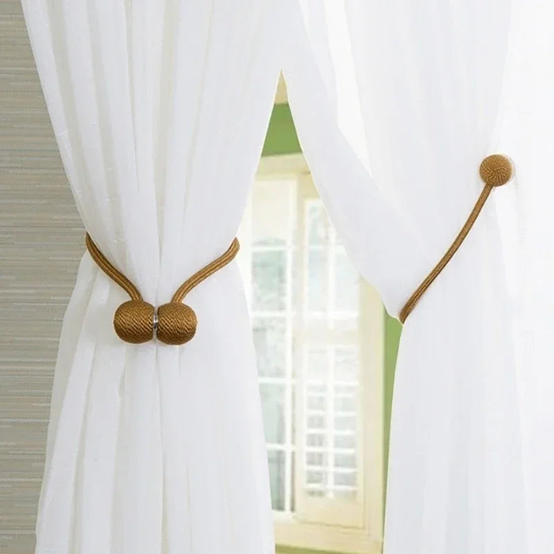 Magnetic Curtain Tiebacks – Solid Color Iron Pearl Buckles for Modern Drapes (No-Drill)\ Living Room Decor – Wall Art, Curtains, Clocks, Furniture & More