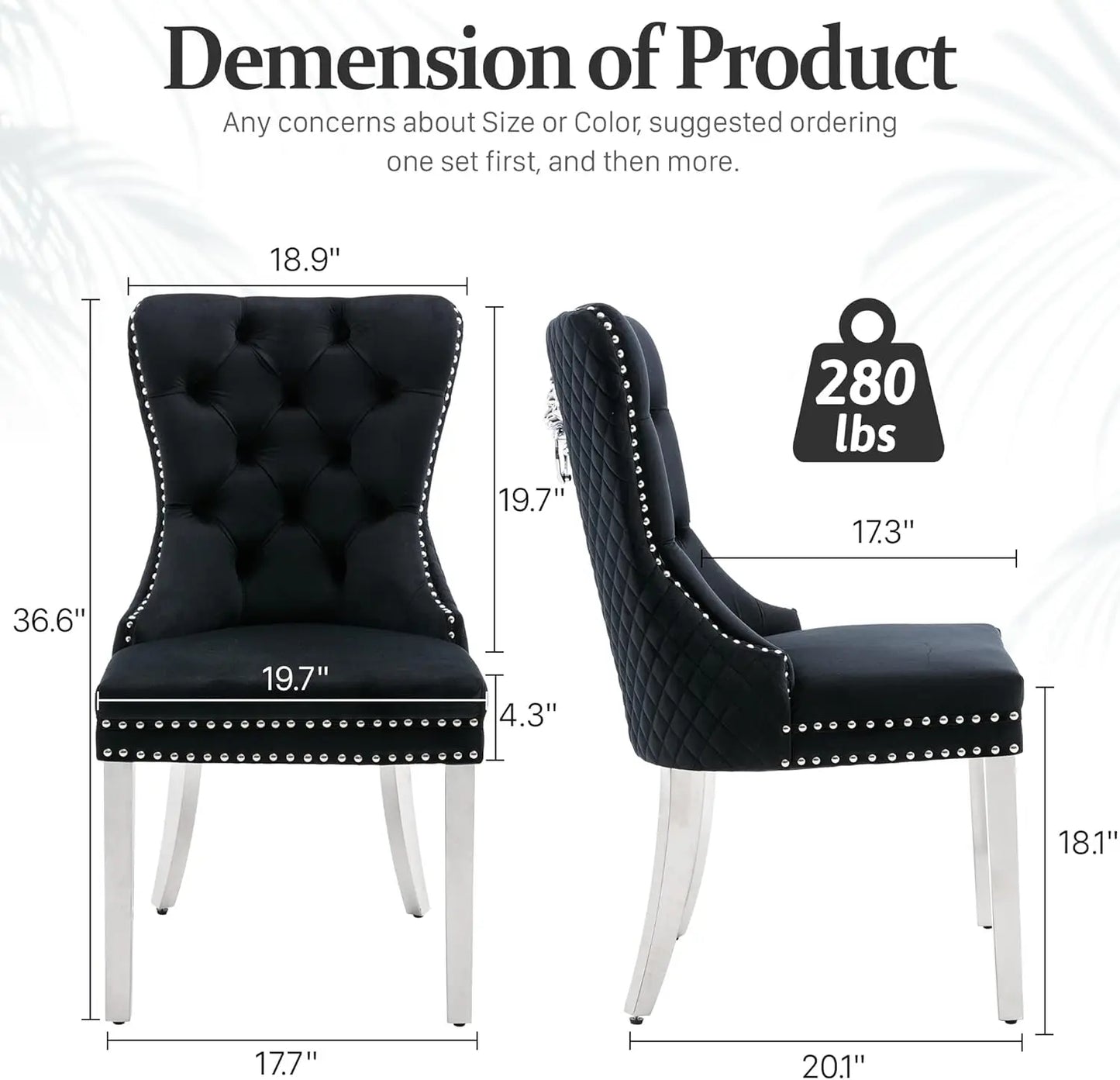 Luxury Velvet Dining Chairs (Set of 2) – High Back with Nailhead Trim & Lion Head Ring Pull\ Living Room Decor – Wall Art, Curtains, Clocks, Furniture & More