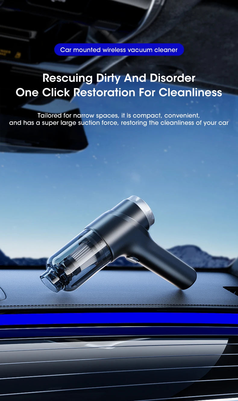 NOCCLILI 100000Pa Cordless Car Vacuum Cleaner – High-Suction Handheld with Type-C Charging/Car