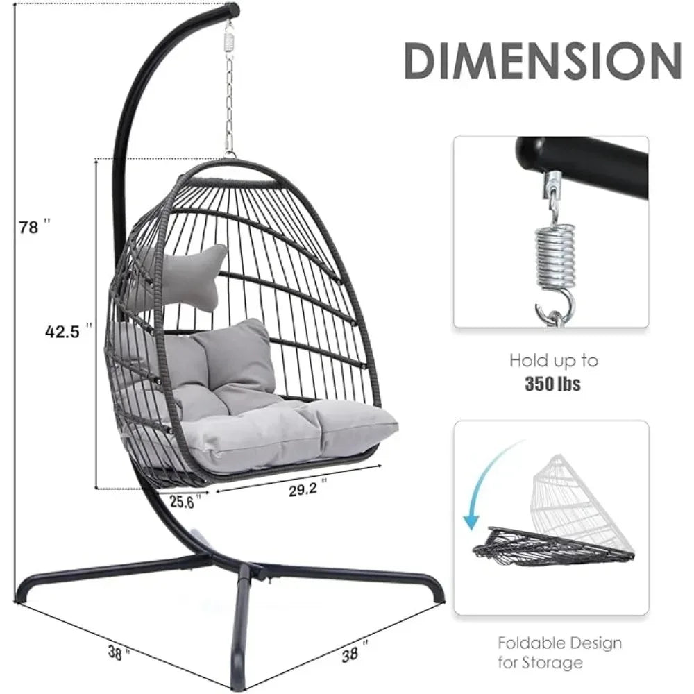 MOCCSOCC Luxury Wicker Egg Chair – Outdoor Hanging Swing with Water-Resistant Cushions Living Room Decor – Wall Art, Curtains, Clocks, Furniture & More\