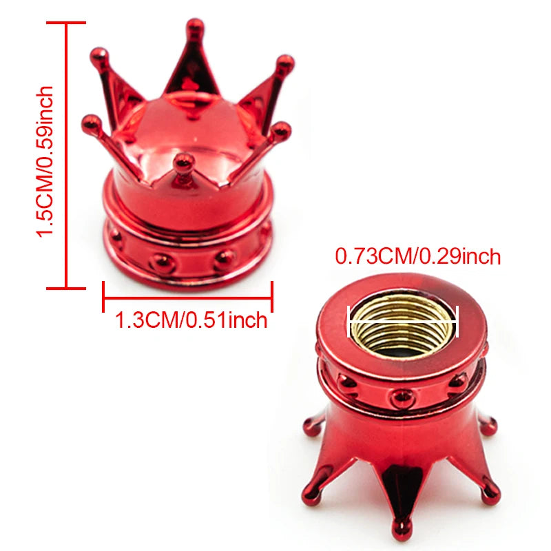 4PCS Crown Tire Valve Stem Caps – Universal Fit, Waterproof & Stylish/Car