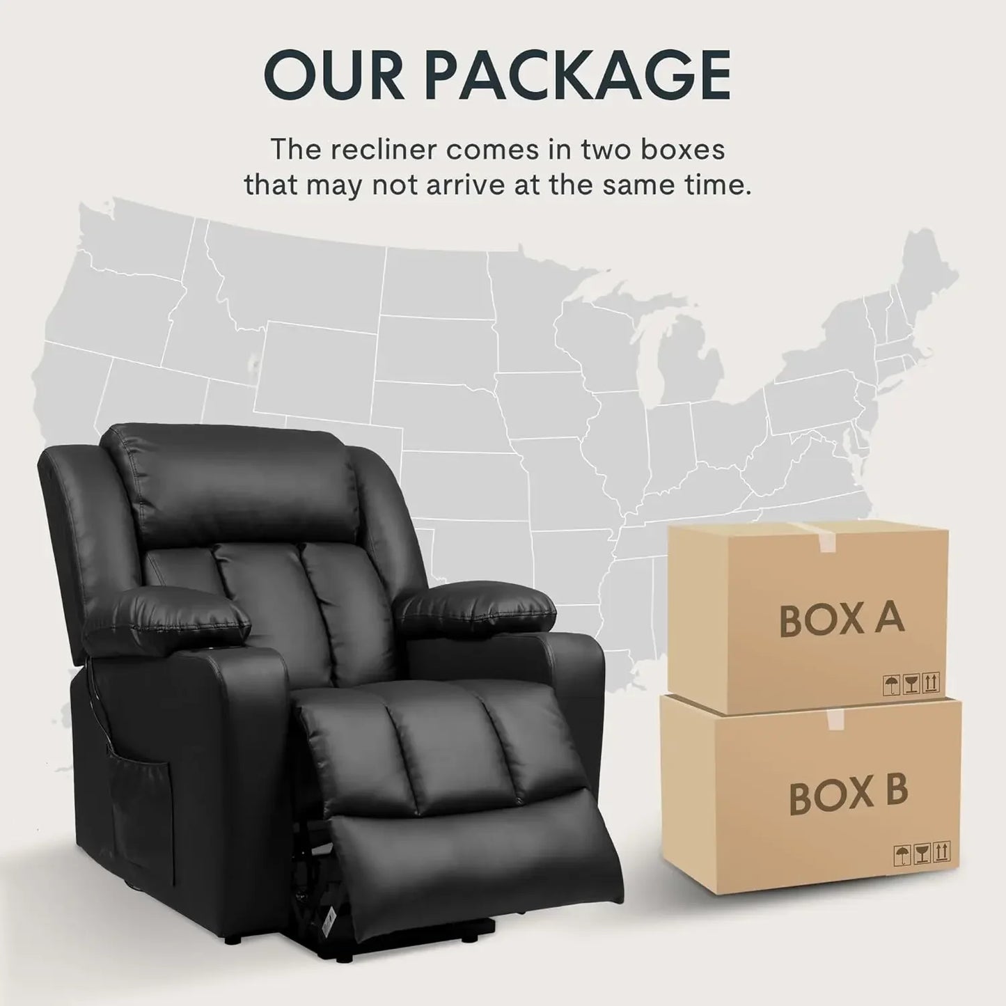 FLEXISPOT Power Lift Recliner Chair – Faux Leather with Massage, Heat & Remote Control (Black) Living Room Decor – Wall Art, Curtains, Clocks, Furniture & More\