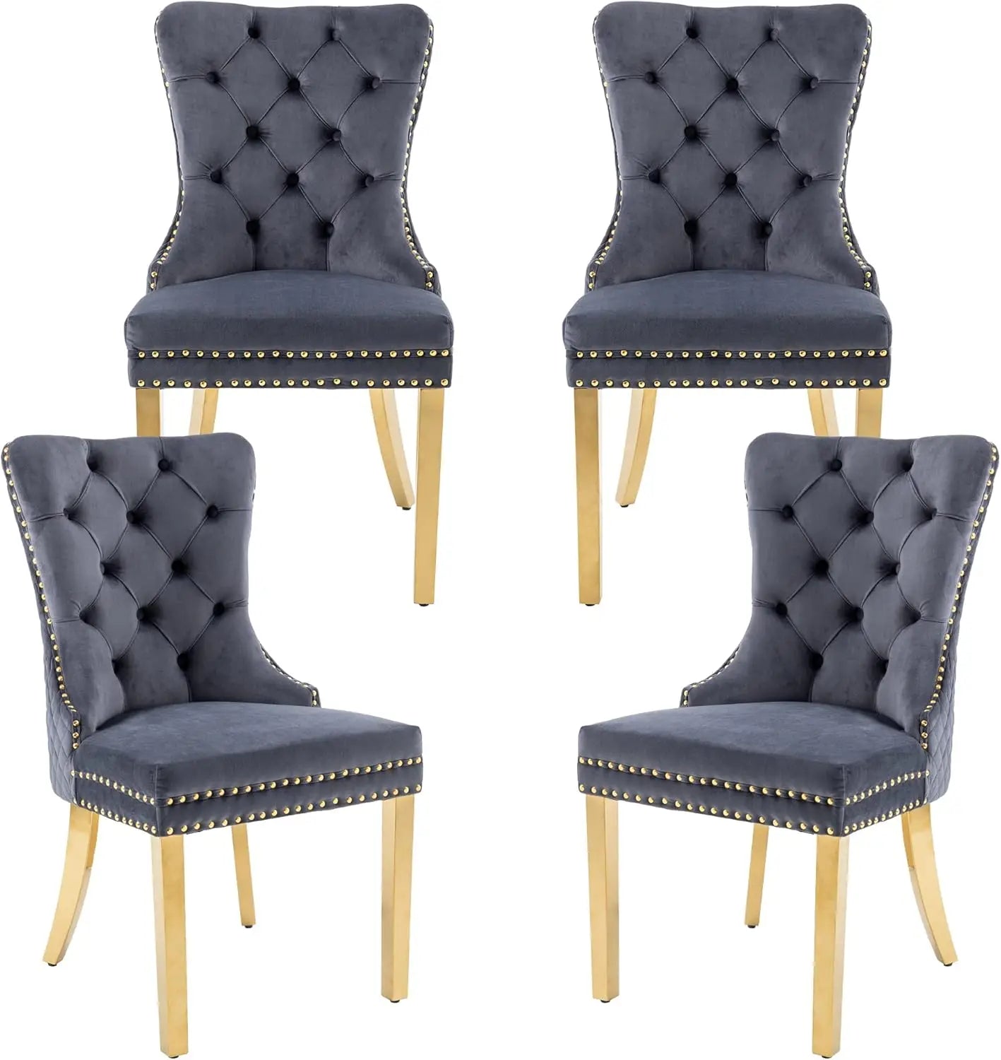 Luxury Velvet Dining Chairs (Set of 2) – High Back with Nailhead Trim & Lion Head Ring Pull\ Living Room Decor – Wall Art, Curtains, Clocks, Furniture & More