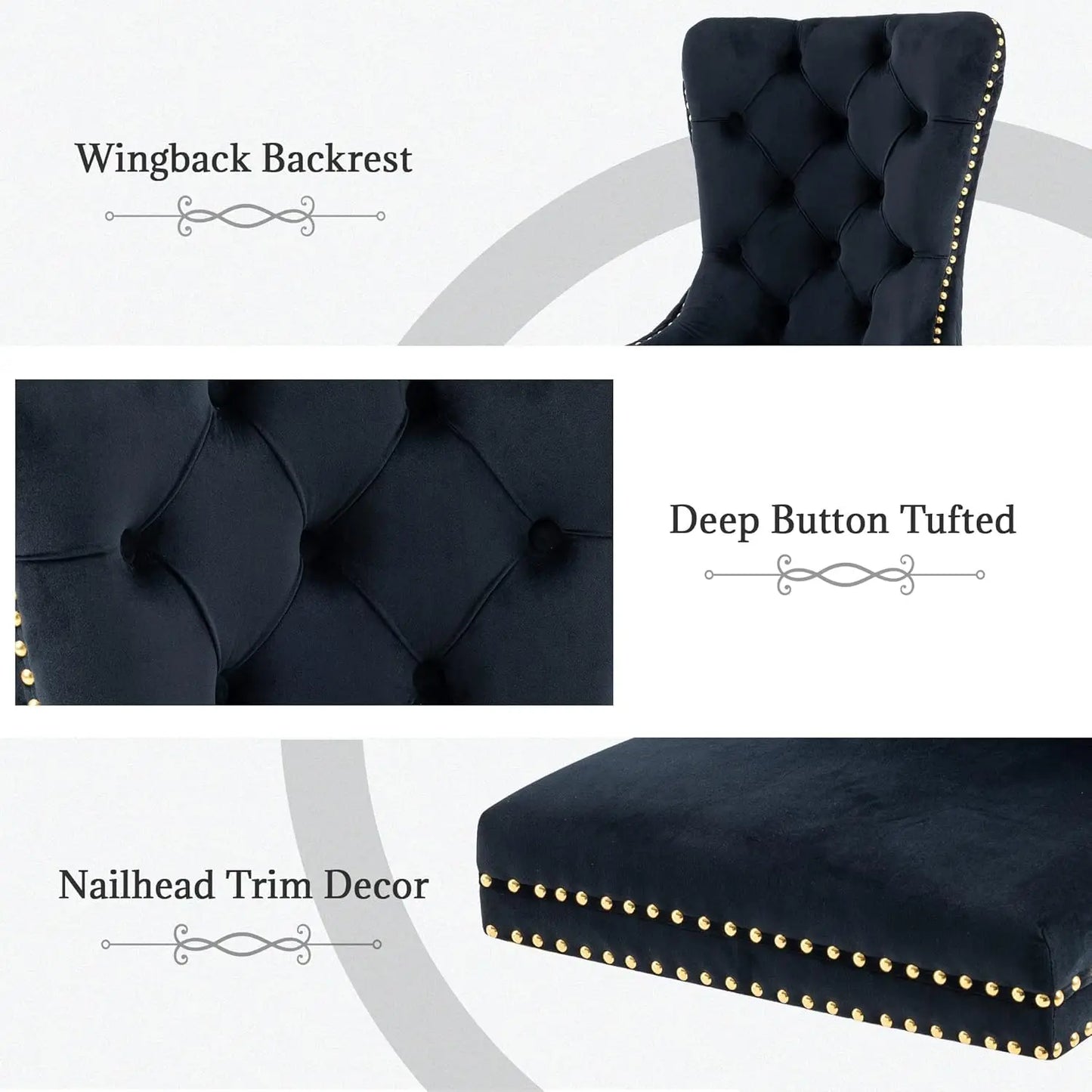 Luxury Velvet Dining Chairs (Set of 2) – High Back with Nailhead Trim & Lion Head Ring Pull\ Living Room Decor – Wall Art, Curtains, Clocks, Furniture & More