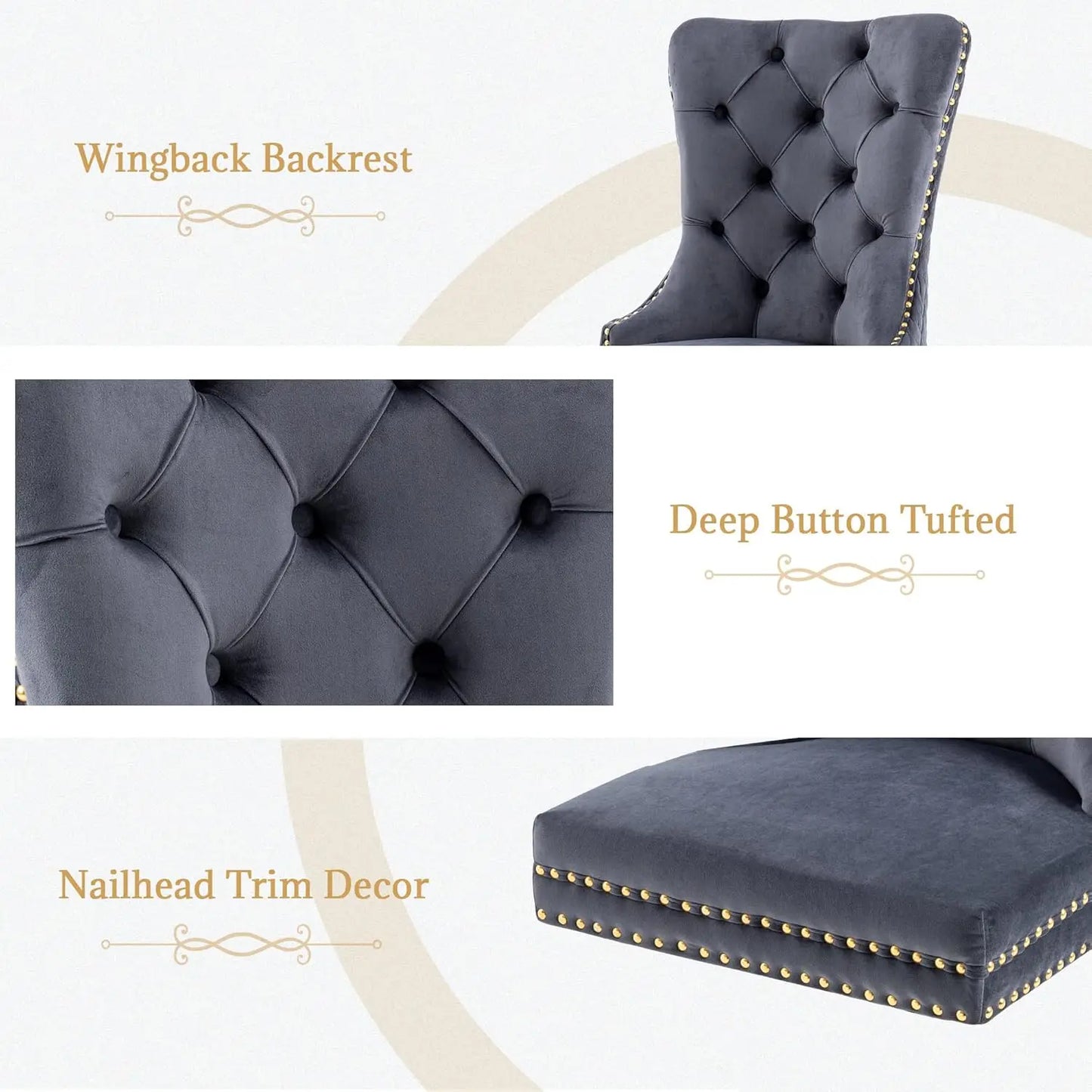 Luxury Velvet Dining Chairs (Set of 2) – High Back with Nailhead Trim & Lion Head Ring Pull\ Living Room Decor – Wall Art, Curtains, Clocks, Furniture & More