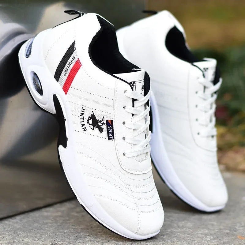 Men shoes - Men’s Board Sneakers – Breathable PU Casual Shoes with Height Boost & All-Season Comfort