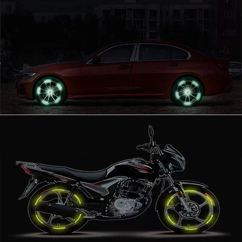 Reflective Car Wheel Hub Stripe Stickers – Luminous Safety Decals (20/40 Pcs)/Car