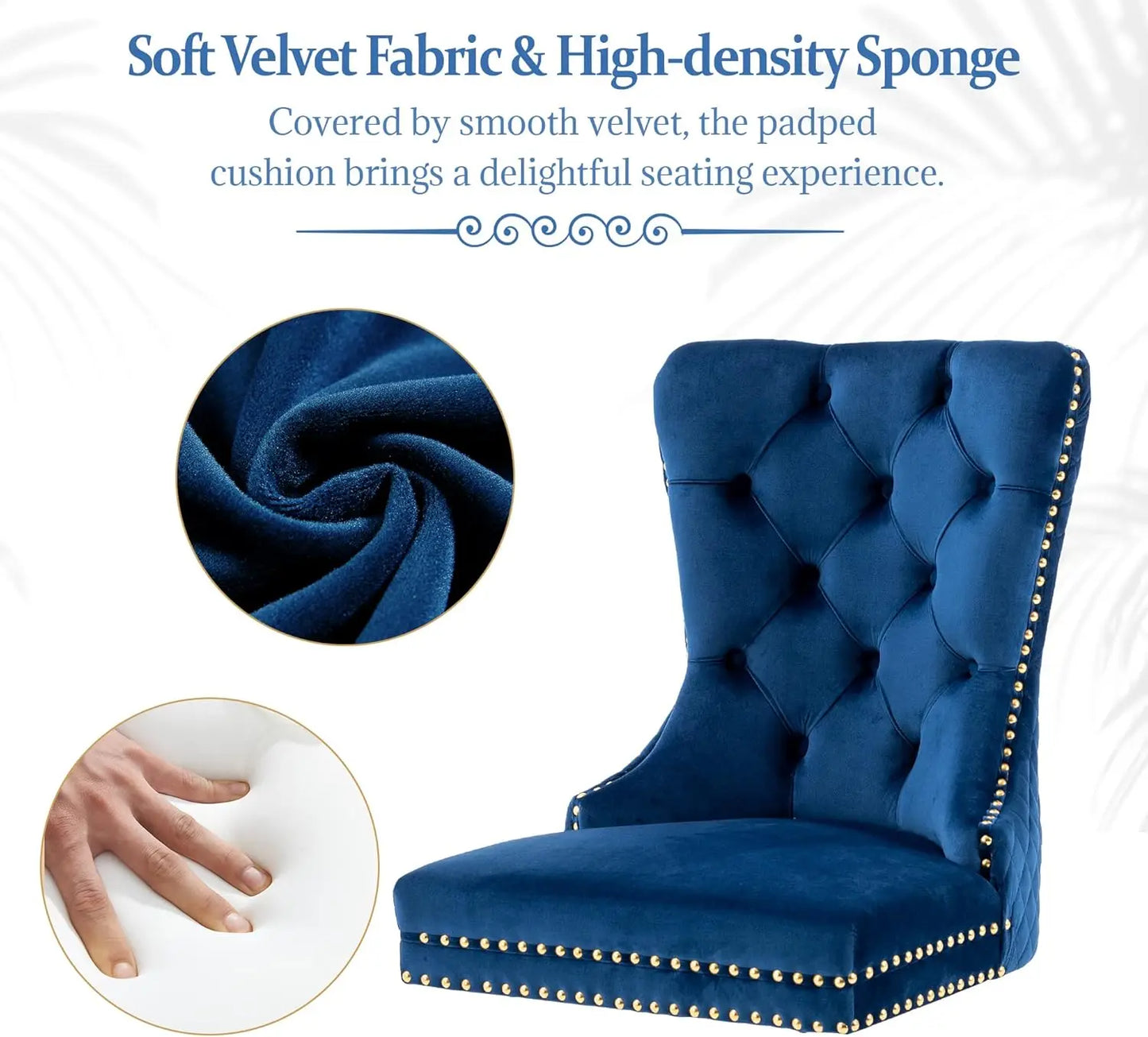 Luxury Velvet Dining Chairs (Set of 2) – High Back with Nailhead Trim & Lion Head Ring Pull\ Living Room Decor – Wall Art, Curtains, Clocks, Furniture & More
