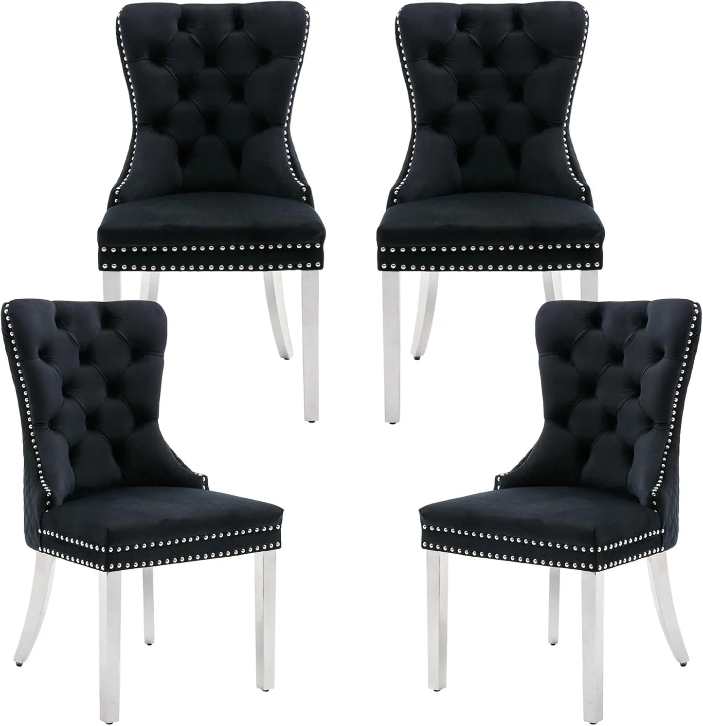 Luxury Velvet Dining Chairs (Set of 2) – High Back with Nailhead Trim & Lion Head Ring Pull\ Living Room Decor – Wall Art, Curtains, Clocks, Furniture & More