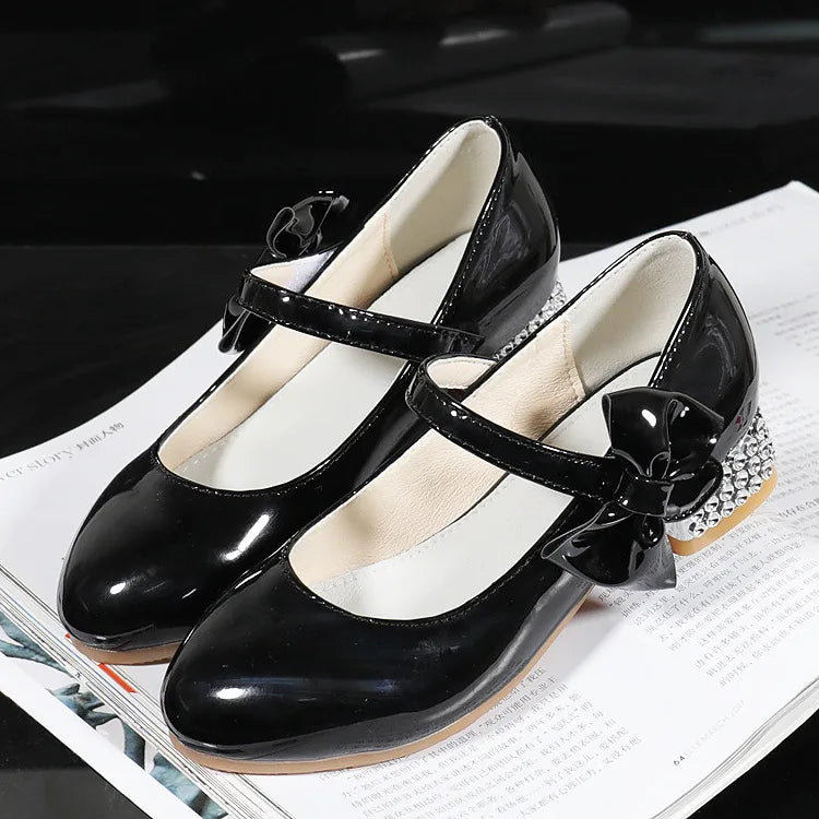 girl shoes - Girls Princess High Heels – White PU Leather Dress Shoes for Parties, Dance & Special Days