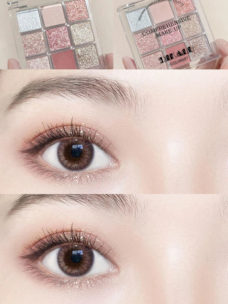 Makeup and face - 9-Color Eyeshadow Palette – Matte, Shimmer & Metallic Finishes