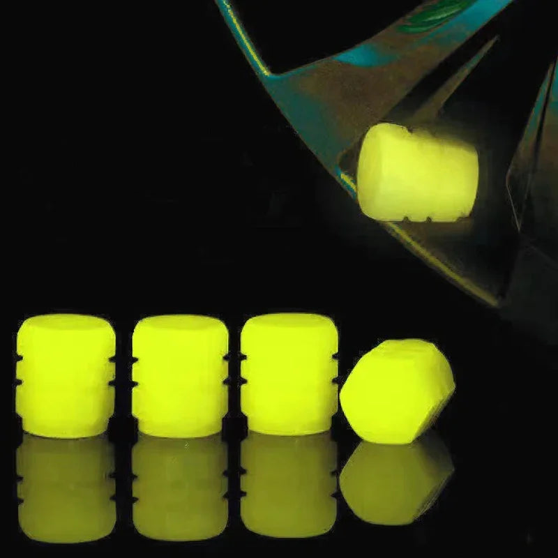 Luminous Valve Stem Caps – Glow-in-the-Dark Tire Covers for Cars & Motorcycles (Fluorescent Pink, Green, Blue)/Car