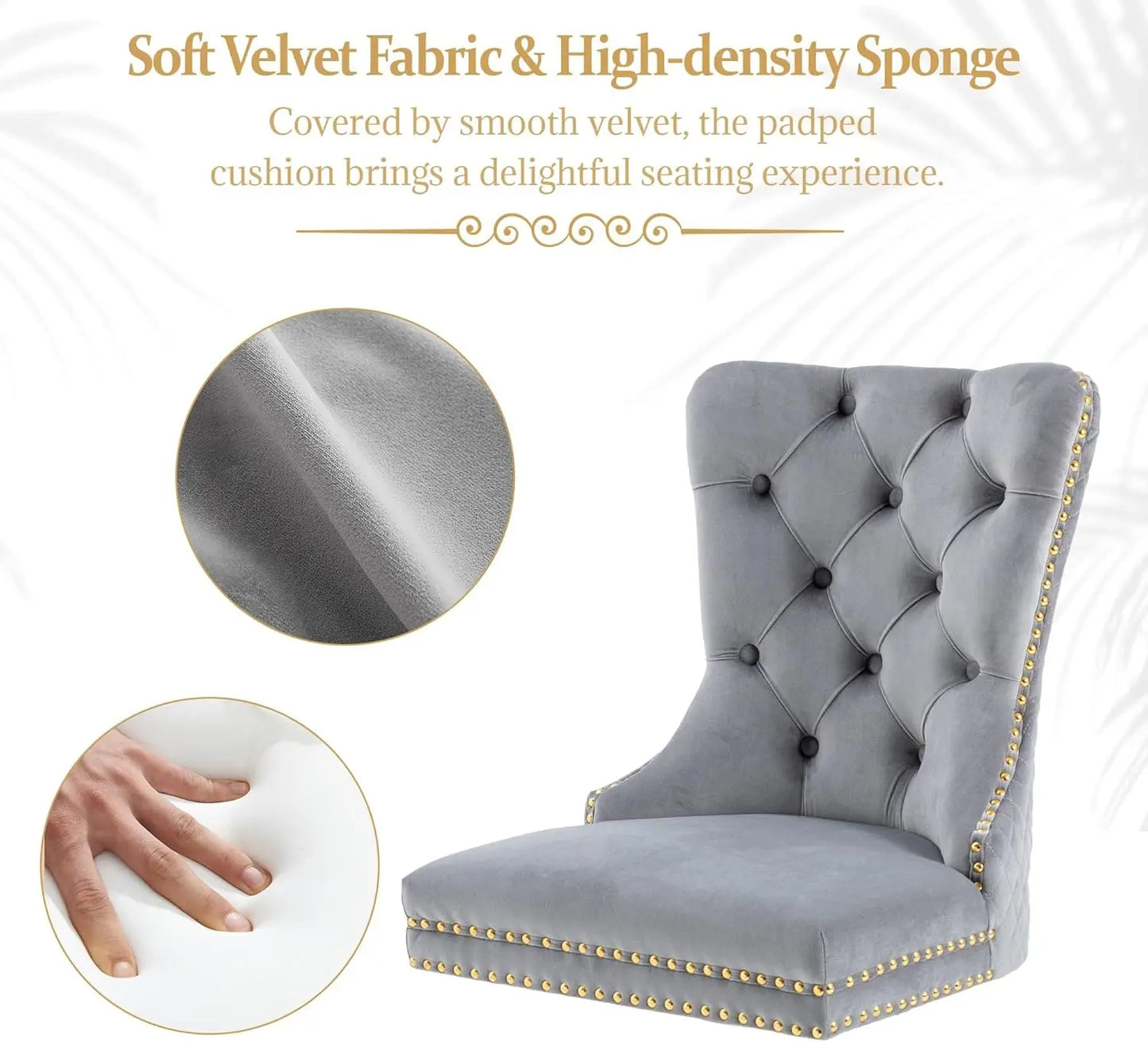 Luxury Velvet Dining Chairs (Set of 2) – High Back with Nailhead Trim & Lion Head Ring Pull\ Living Room Decor – Wall Art, Curtains, Clocks, Furniture & More
