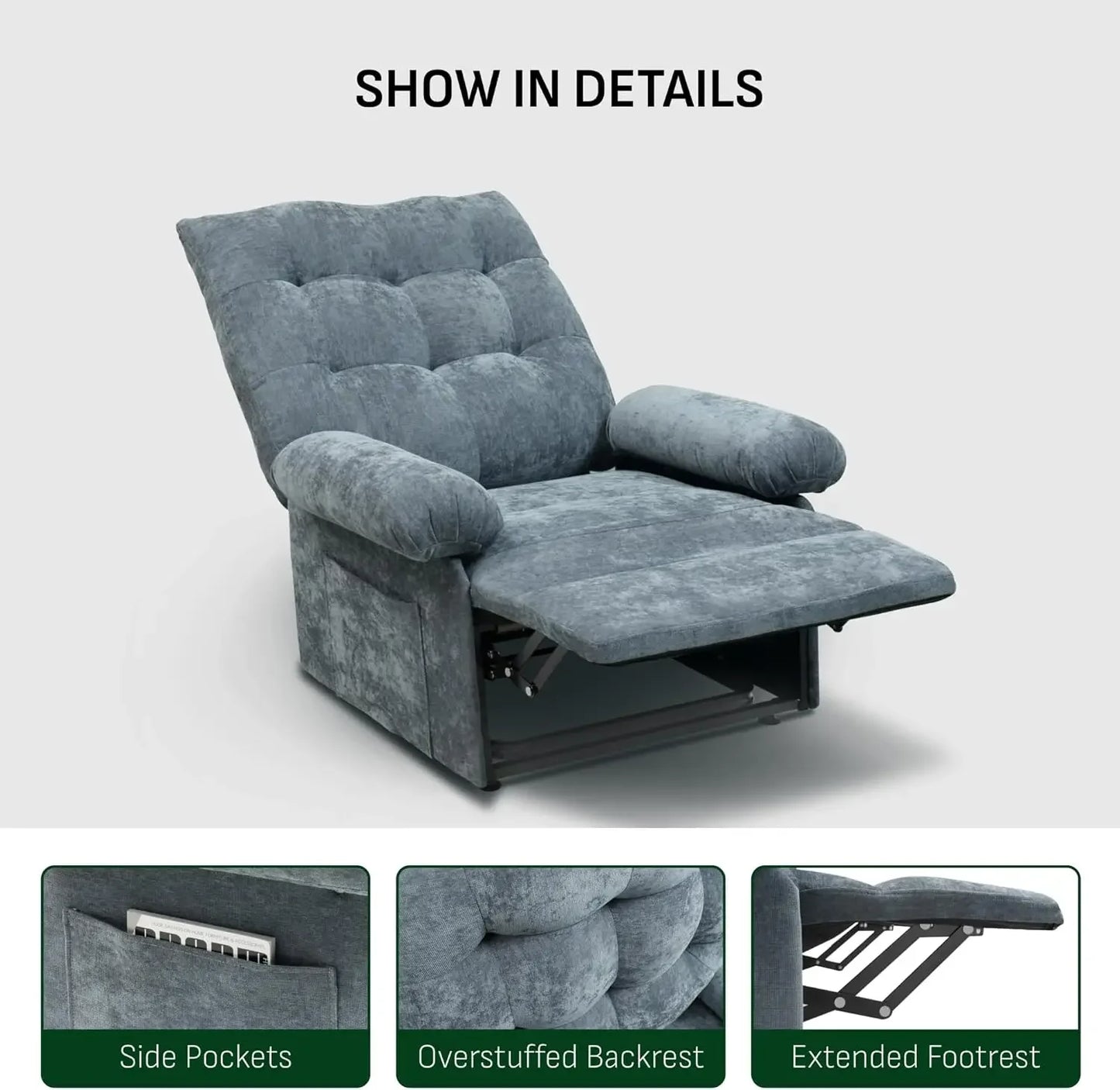 FLEXISPOT Power Lift Recliner Chair – Faux Leather with Massage, Heat & Remote Control (Black) Living Room Decor – Wall Art, Curtains, Clocks, Furniture & More\