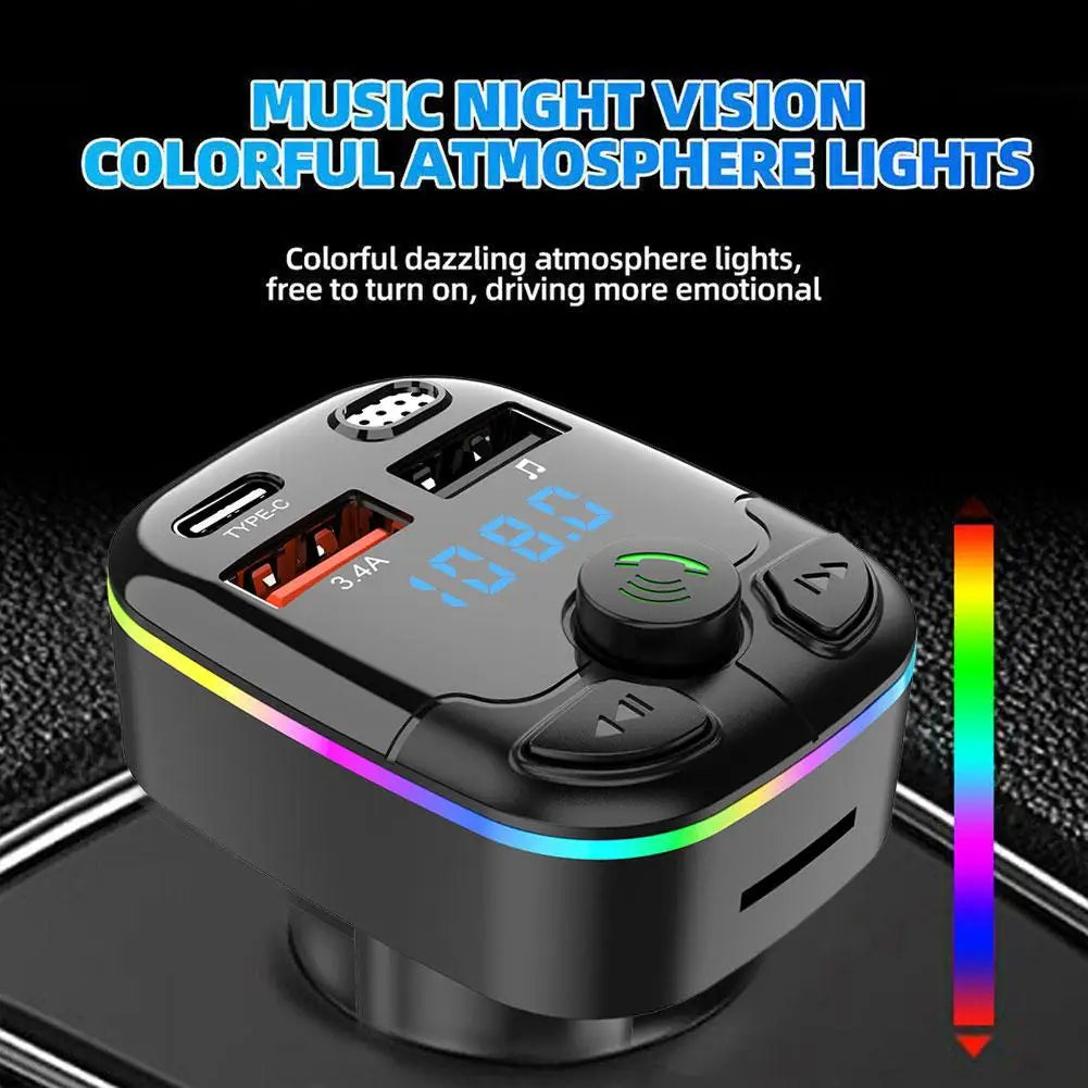 Bluetooth Car MP3 Player with Dual USB, Fast Charging & FM Transmitter – 12V/24V/Car
