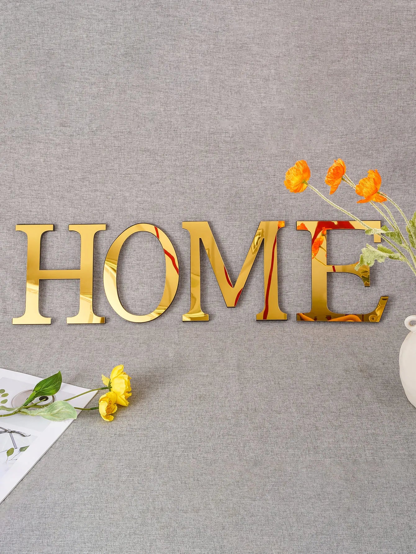 Gold Mirror Acrylic Wall Letters – DIY Peel & Stick English Alphabet Décor\ Living Room Decor – Wall Art, Curtains, Clocks, Furniture & More