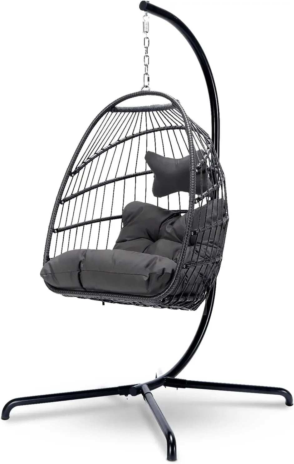 MOCCSOCC Luxury Wicker Egg Chair – Outdoor Hanging Swing with Water-Resistant Cushions Living Room Decor – Wall Art, Curtains, Clocks, Furniture & More\
