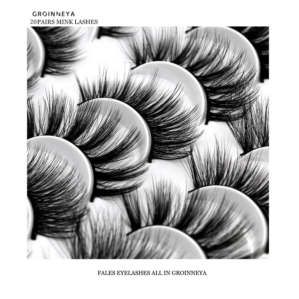 Makeup and face -20-Pair Faux Mink Lashes – Soft, Reusable Strip Lashes for Bold & Beautiful Eyes