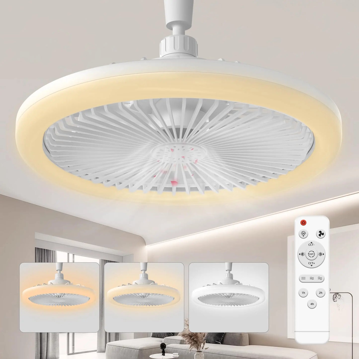 IRALAN E27 Ceiling Fan Light with Remote – 3-Speed Quiet Fan & LED Lighting (No Wiring Needed)
