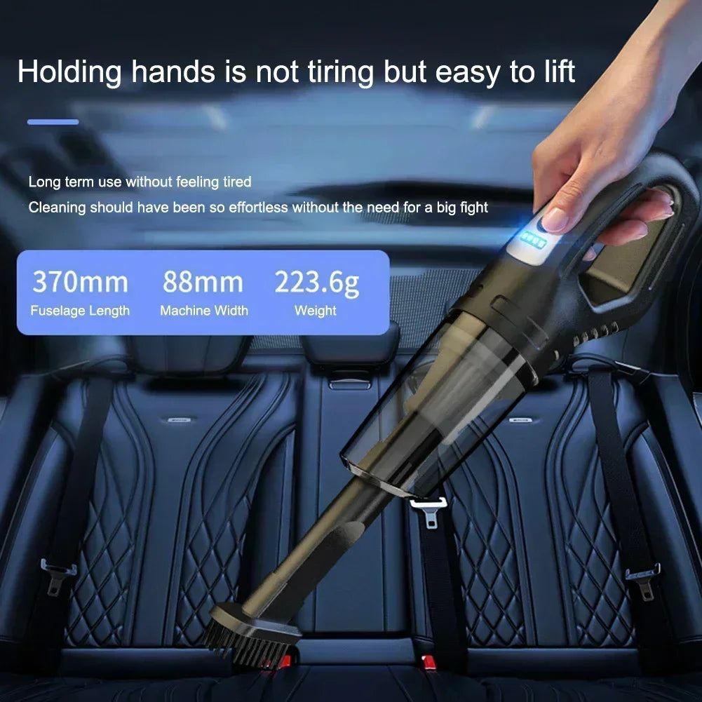 ZHIYU 120W Cordless Car Vacuum Cleaner – USB Rechargeable with Multiple Nozzles/Car