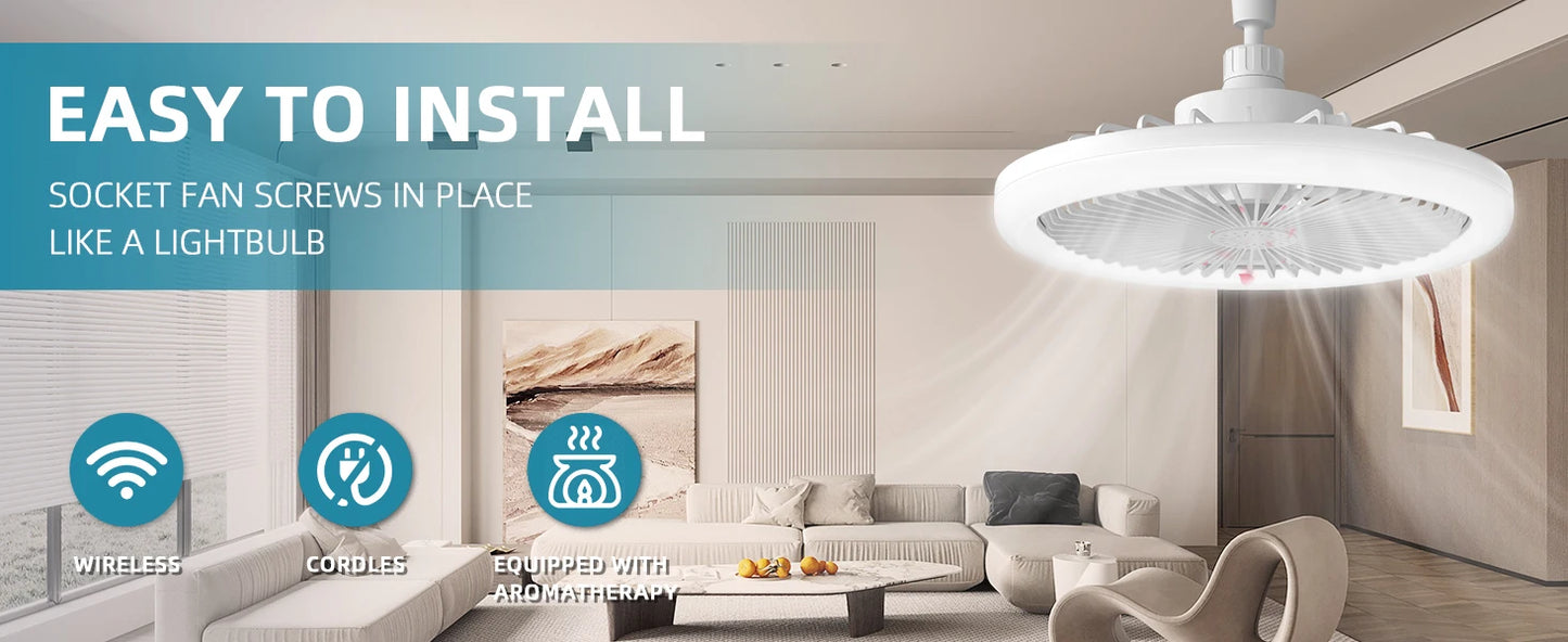 IRALAN E27 Ceiling Fan Light with Remote – 3-Speed Quiet Fan & LED Lighting (No Wiring Needed)