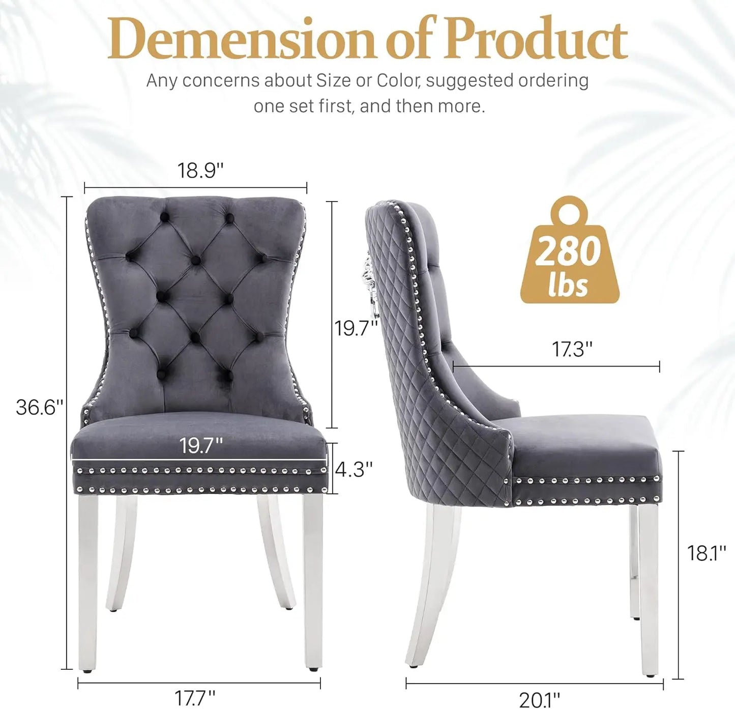 Luxury Velvet Dining Chairs (Set of 2) – High Back with Nailhead Trim & Lion Head Ring Pull\ Living Room Decor – Wall Art, Curtains, Clocks, Furniture & More