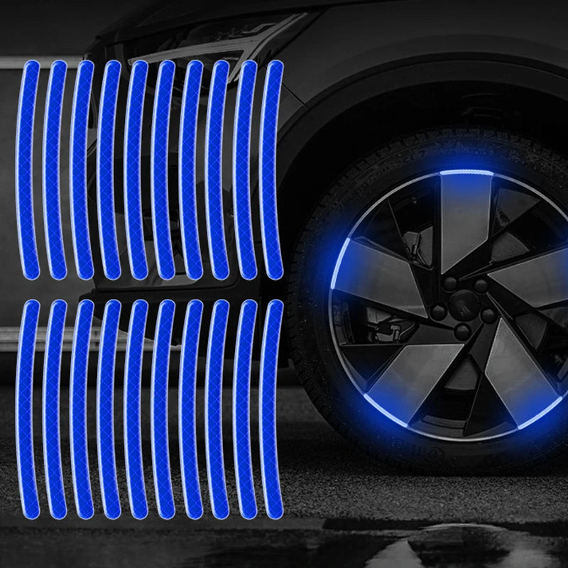 Reflective Car Wheel Hub Stripe Stickers – Luminous Safety Decals (20/40 Pcs)/Car