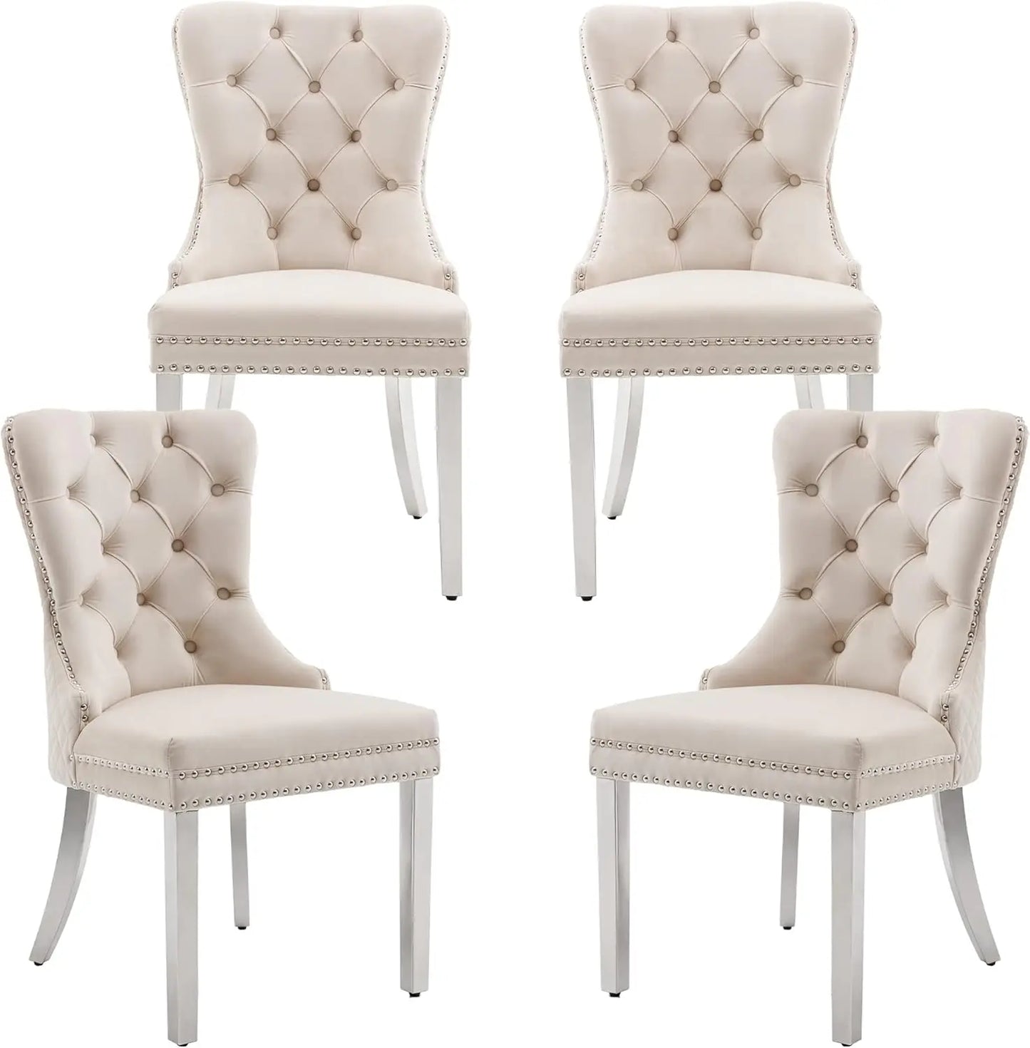 Luxury Velvet Dining Chairs (Set of 2) – High Back with Nailhead Trim & Lion Head Ring Pull\ Living Room Decor – Wall Art, Curtains, Clocks, Furniture & More