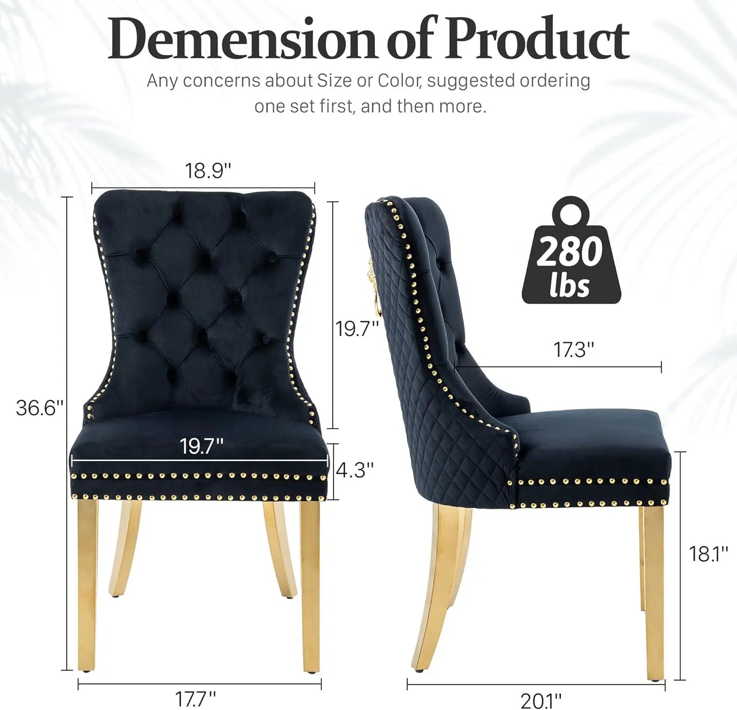 Luxury Velvet Dining Chairs (Set of 2) – High Back with Nailhead Trim & Lion Head Ring Pull\ Living Room Decor – Wall Art, Curtains, Clocks, Furniture & More