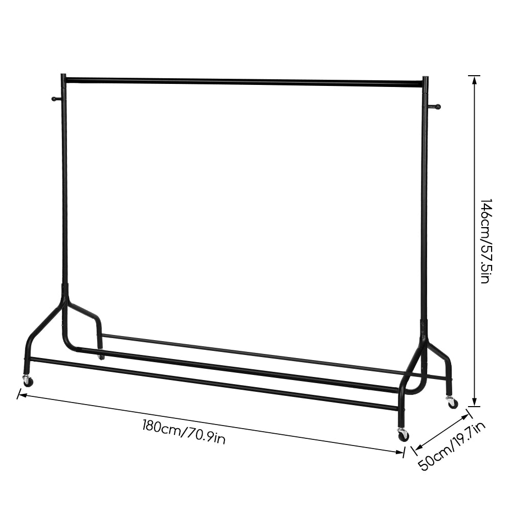 Simple 6FT Floor Hanger with Wheels – Black Metal Drying Rack (1.8m)\ Living Room Decor – Wall Art, Curtains, Clocks, Furniture & More