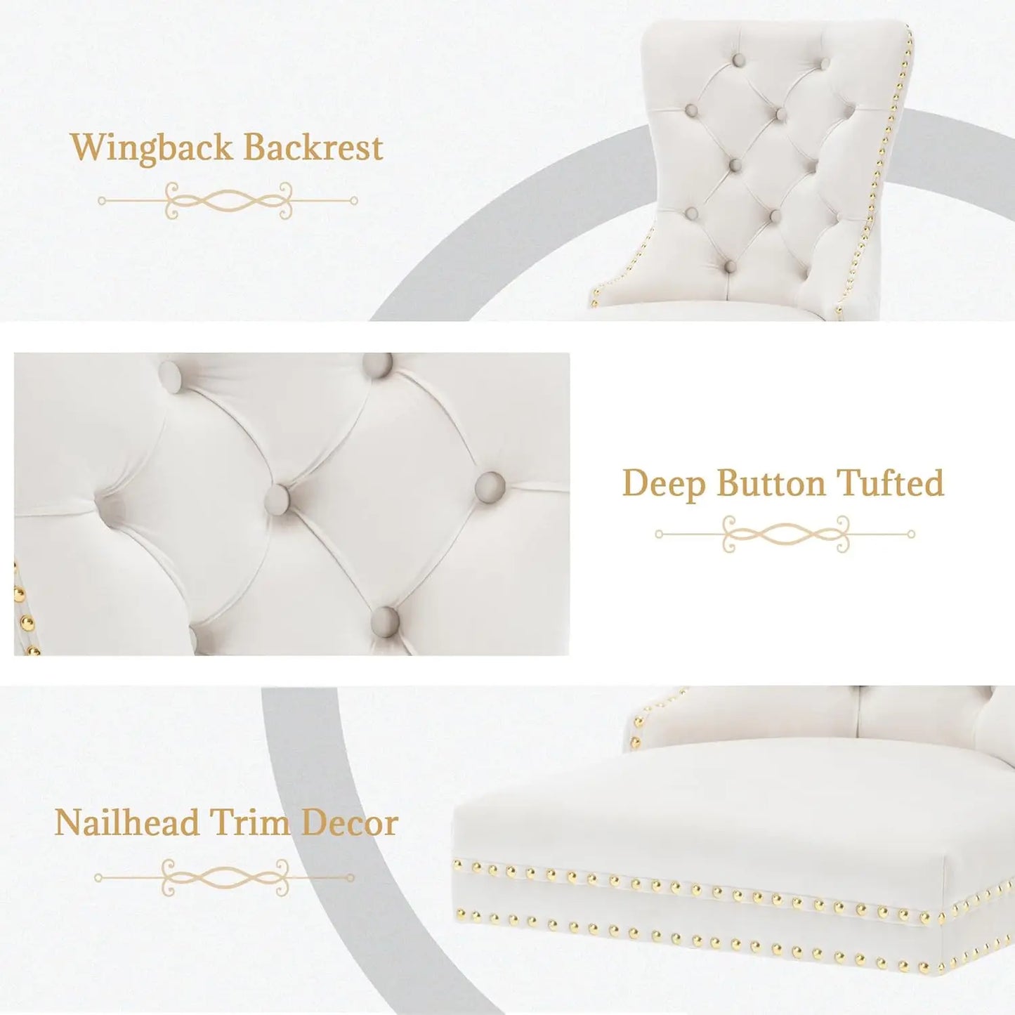 Luxury Velvet Dining Chairs (Set of 2) – High Back with Nailhead Trim & Lion Head Ring Pull\ Living Room Decor – Wall Art, Curtains, Clocks, Furniture & More