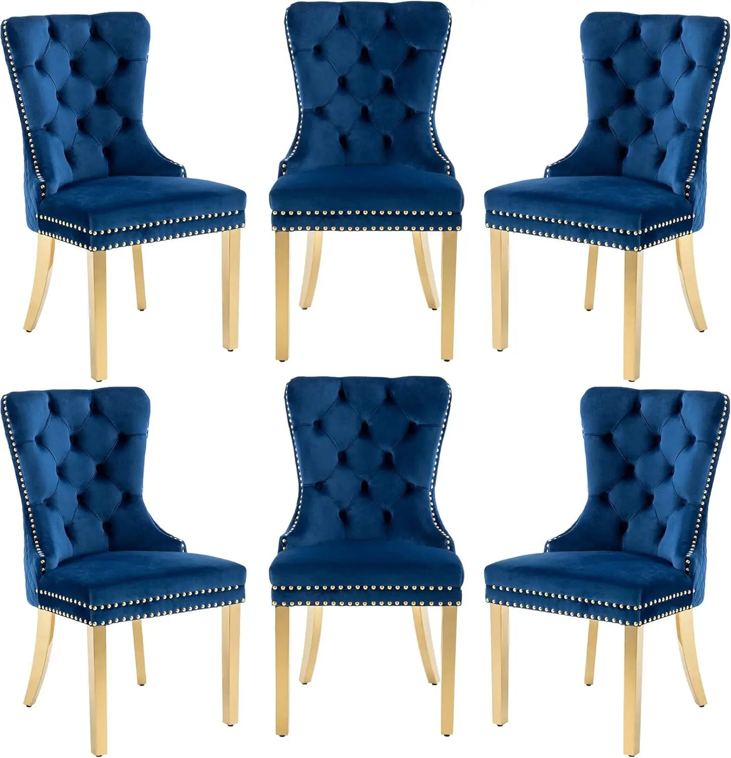Luxury Velvet Dining Chairs (Set of 2) – High Back with Nailhead Trim & Lion Head Ring Pull\ Living Room Decor – Wall Art, Curtains, Clocks, Furniture & More