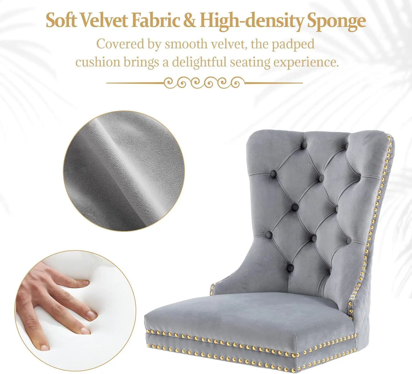 Luxury Velvet Dining Chairs (Set of 2) – High Back with Nailhead Trim & Lion Head Ring Pull\ Living Room Decor – Wall Art, Curtains, Clocks, Furniture & More
