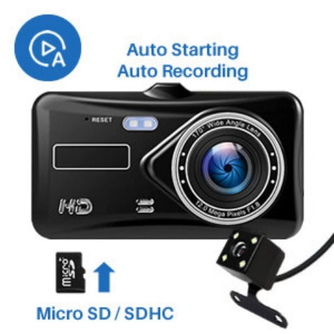 1080P Full HD Touchscreen Dash Cam – Front & Rear Cameras with Night Vision & G-Sensor/Car
