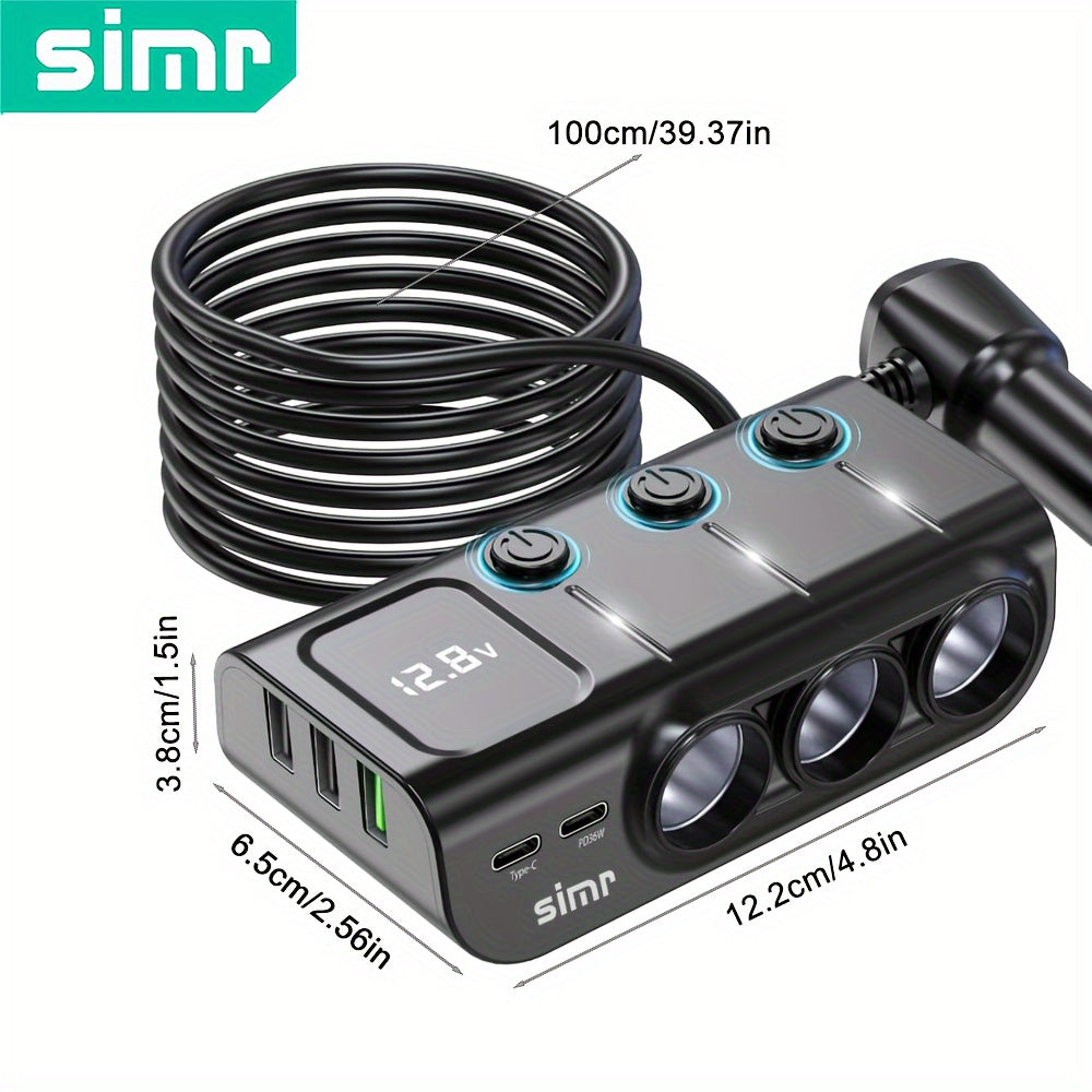 SIMR USB Type-C Fast Car Charger – Universal Car Plug Adapter (12V/24V Compatible)/Car