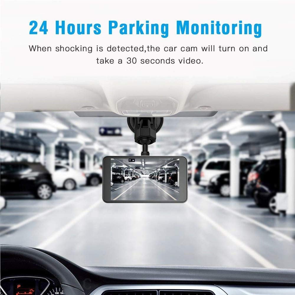 1080P Full HD Touchscreen Dash Cam – Front & Rear Cameras with Night Vision & G-Sensor/Car