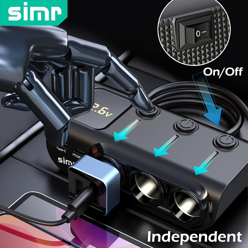 SIMR USB Type-C Fast Car Charger – Universal Car Plug Adapter (12V/24V Compatible)/Car
