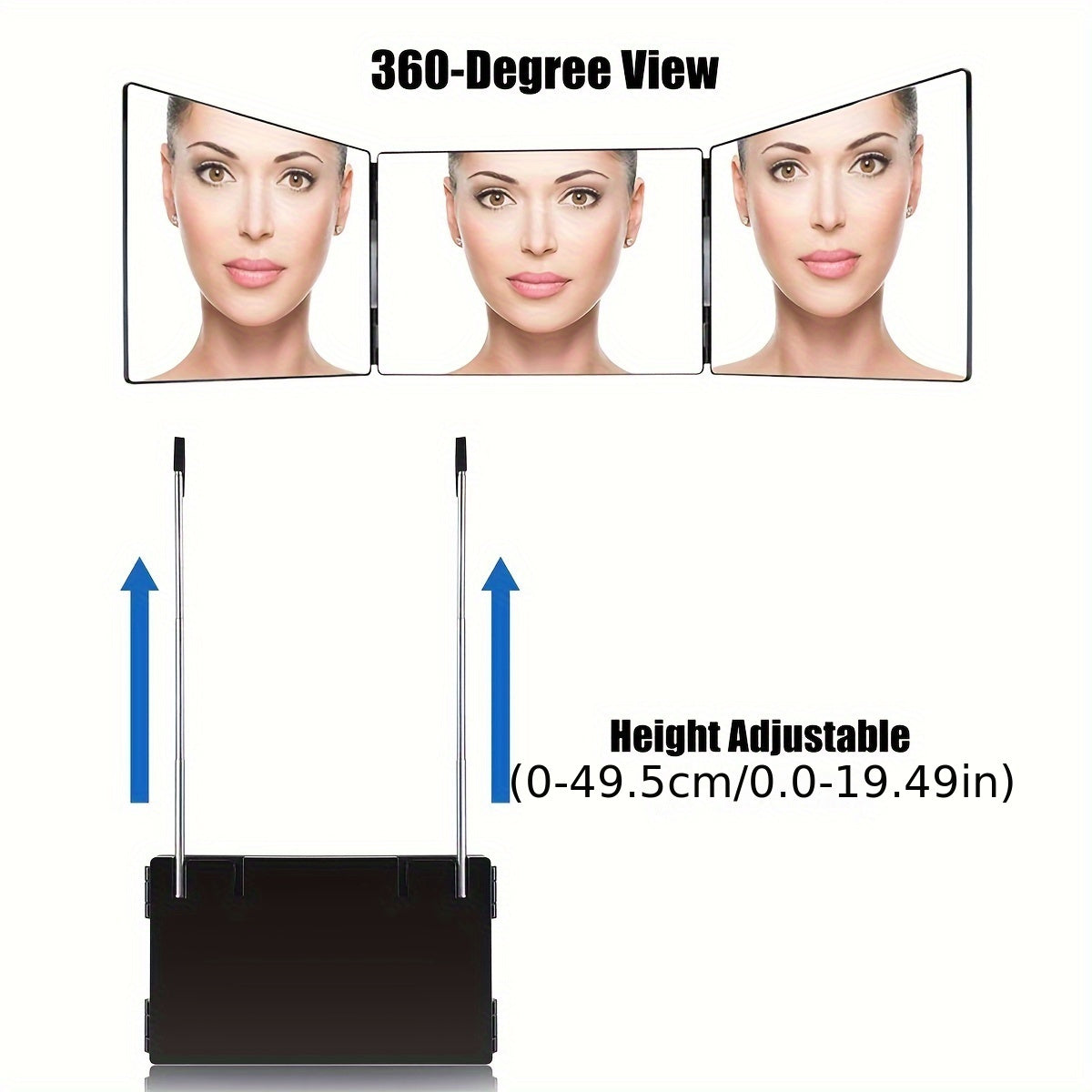 LIFELOOK 3-Way Tri-Fold Mirror – Self Haircut & Makeup Mirror with Adjustable Door HangerBathroom