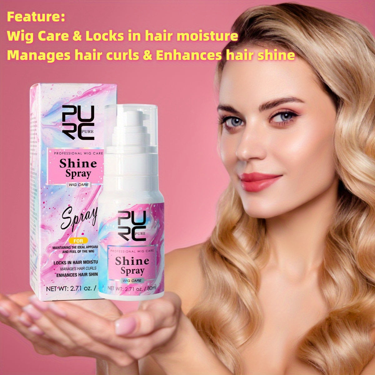 PURC 4-Piece Wig Care Kit – Coconut Oil Shampoo, Detangle Spray & Hair Cream Set/Style & Shine Hair