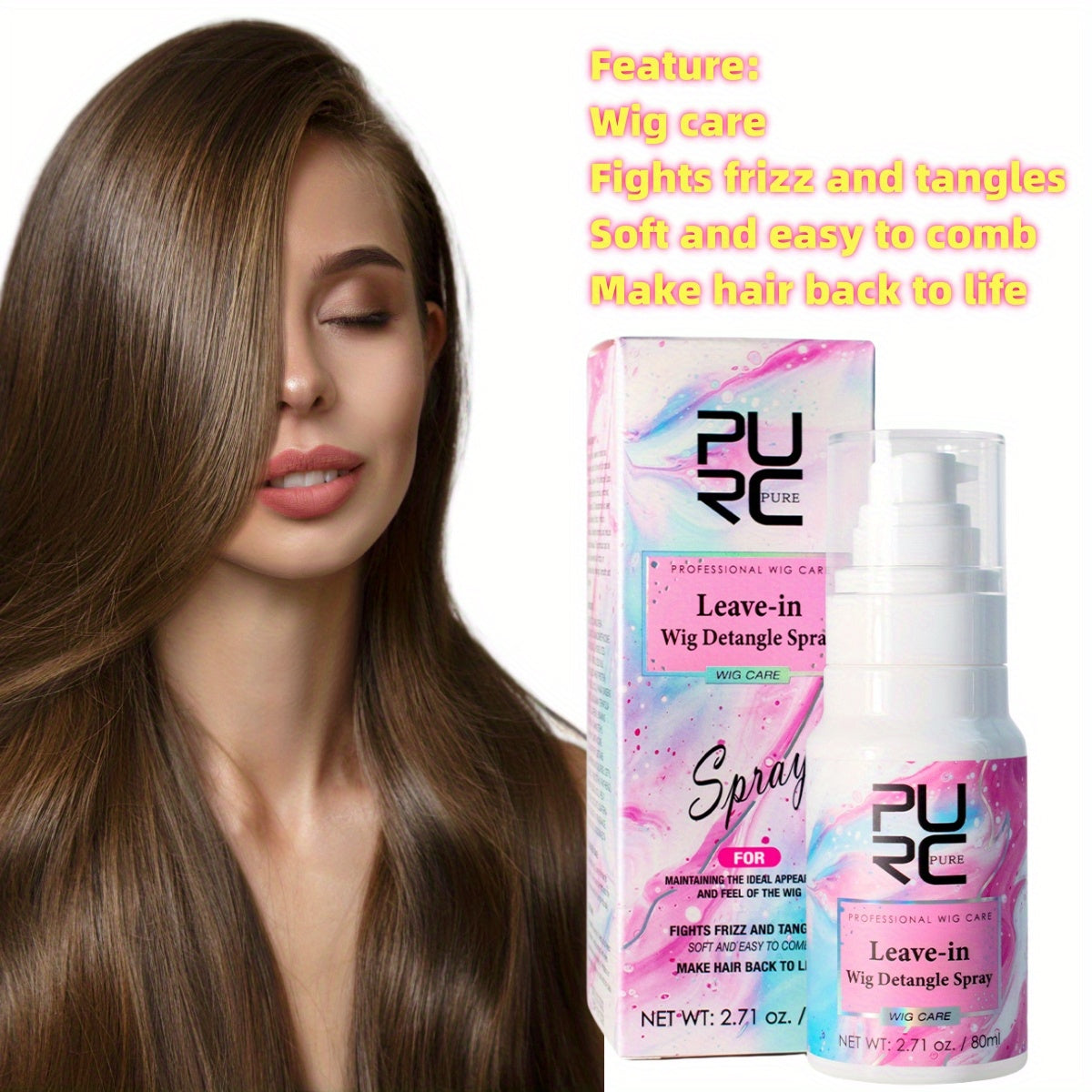 PURC 4-Piece Wig Care Kit – Coconut Oil Shampoo, Detangle Spray & Hair Cream Set/Style & Shine Hair