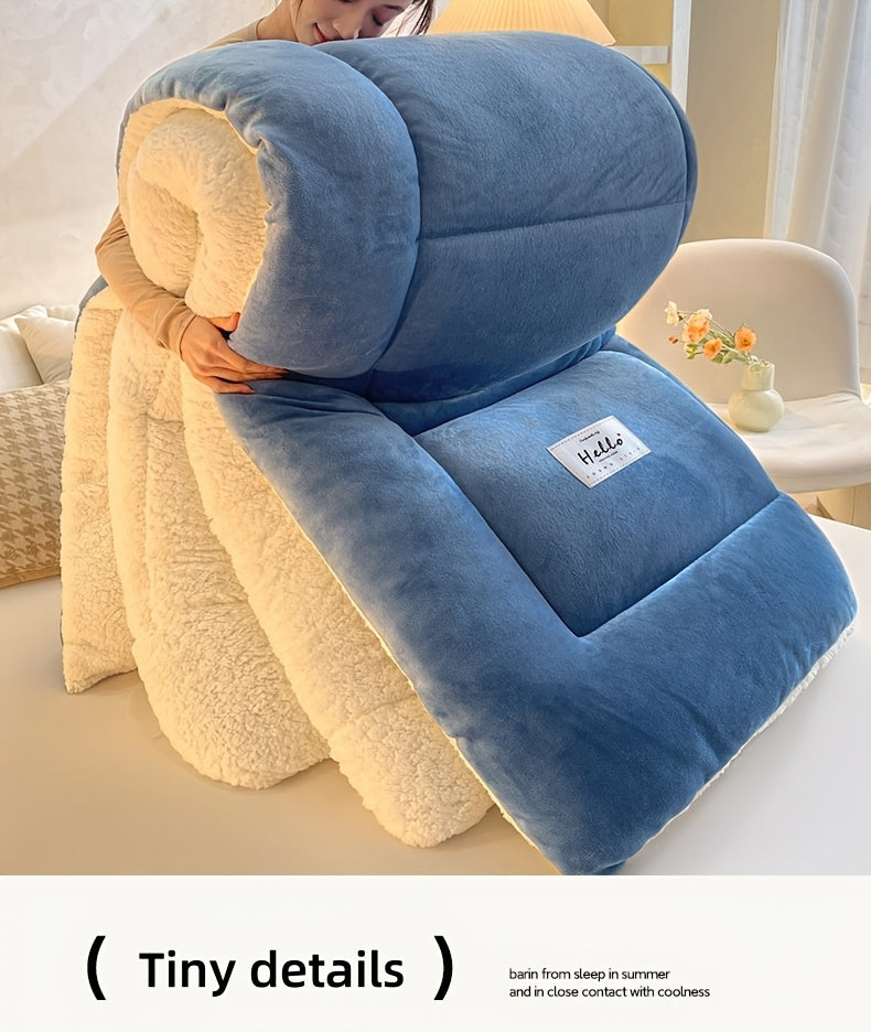 Heavyweight Plaid Throw Blanket – Winter-Ready Acrylic Knit with Polyester Fill/Bedroom