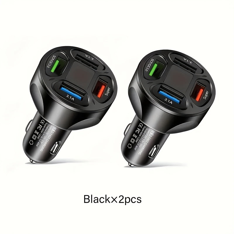 3-Port USB Car Charger with LED Voltage Display – QC3.0 Fast Charging for 12V/24V Vehicles/Car