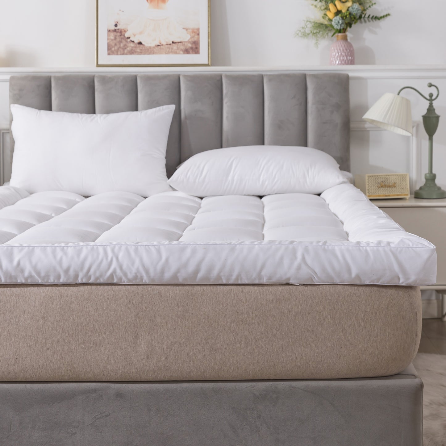 HIGH LIVING 4-Inch Mattress Topper – Hypoallergenic, Plush Polyester with Elastic Corners/Bedroom