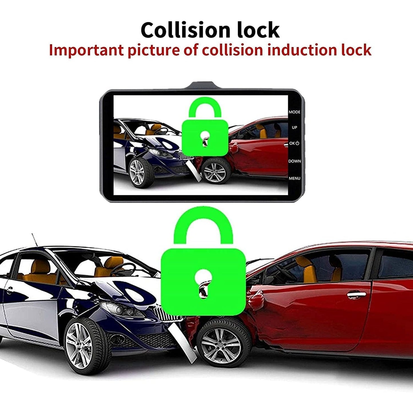 1080P Full HD Touchscreen Dash Cam – Front & Rear Cameras with Night Vision & G-Sensor/Car