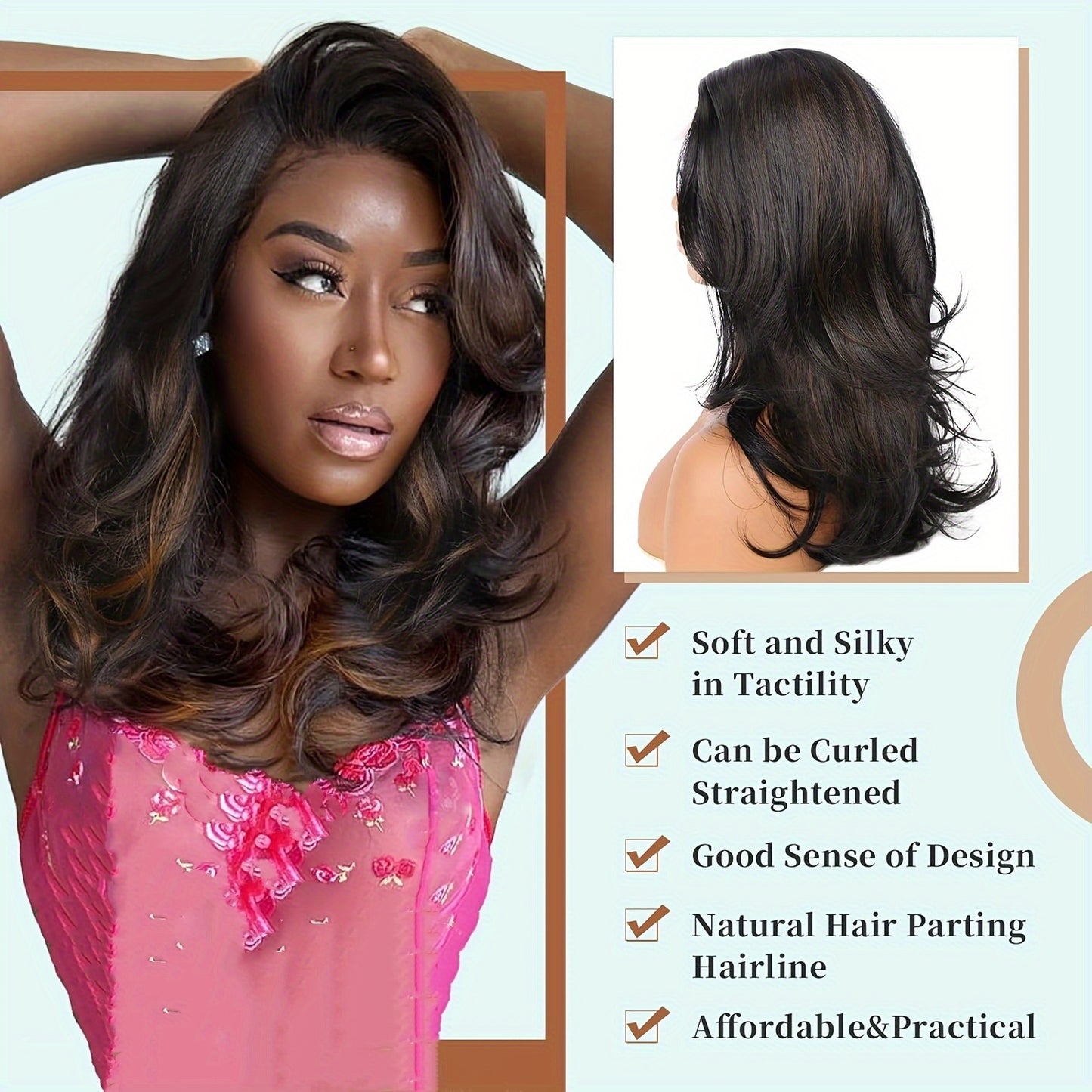 Classic Straight Synthetic Wig – Heat-Resistant 150% Density, Rose Net Cap (Basics Collection)/Crown & Glory Wigs