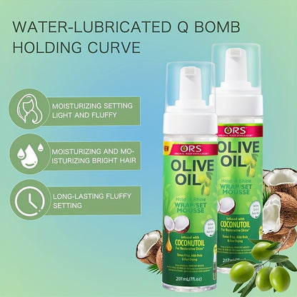 Style & Shine Hair  Wig Styling Mousse Olive Oil ORS Shaping Spray for Fluffy Hair, Dry Gel Foam Mousse.