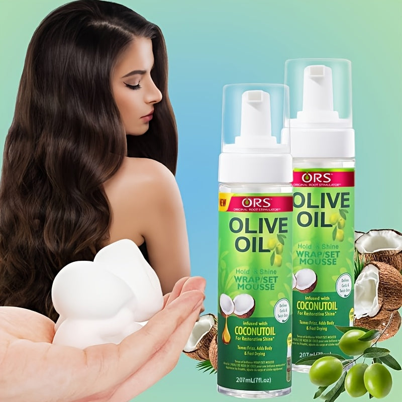 Style & Shine Hair  Wig Styling Mousse Olive Oil ORS Shaping Spray for Fluffy Hair, Dry Gel Foam Mousse.